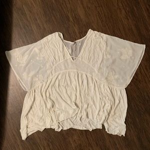 Free People Flowy Sheer Embroidered Top